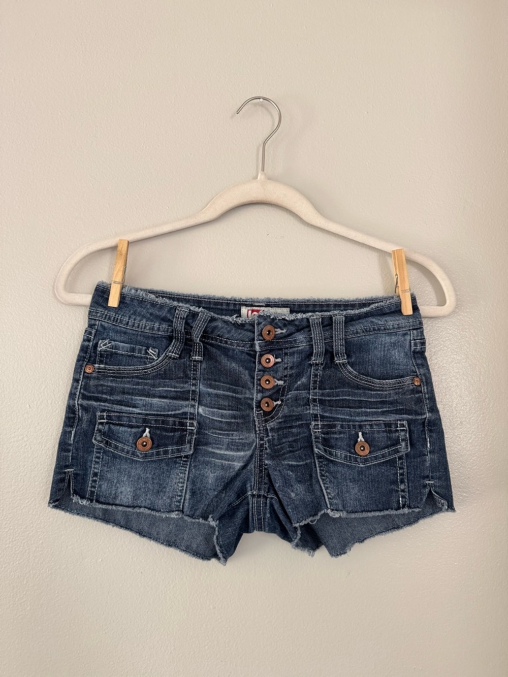 l.e.i. Ashley Low-Rise Y2K Micro Denim Shorts